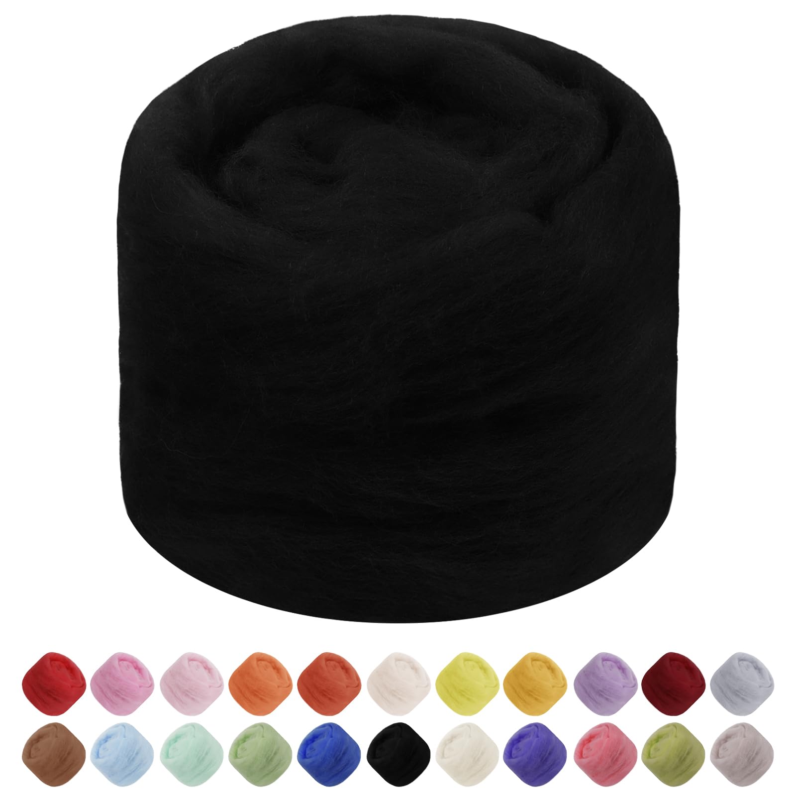 Uiopa Needle Felting Wool, 50g Felting Wool Soft Wool Roving Yarn, Black Wool Roving for Needle Felting, Wet Felting, Felting Projects, DIY Crafts โ image 1