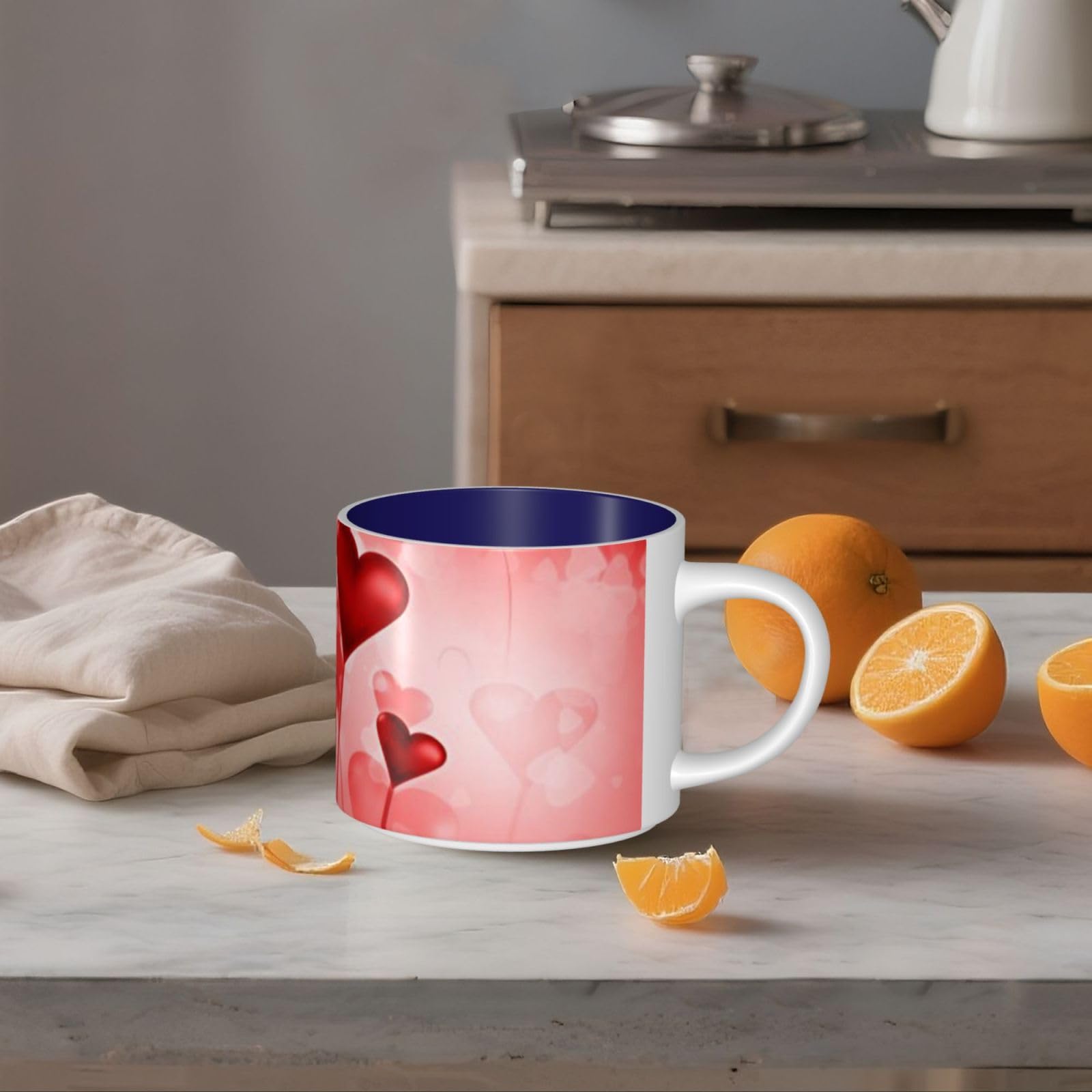 Abstrakcyjne serce drukowane kubki ceramiczne o dużej pojemności kubek do kawy