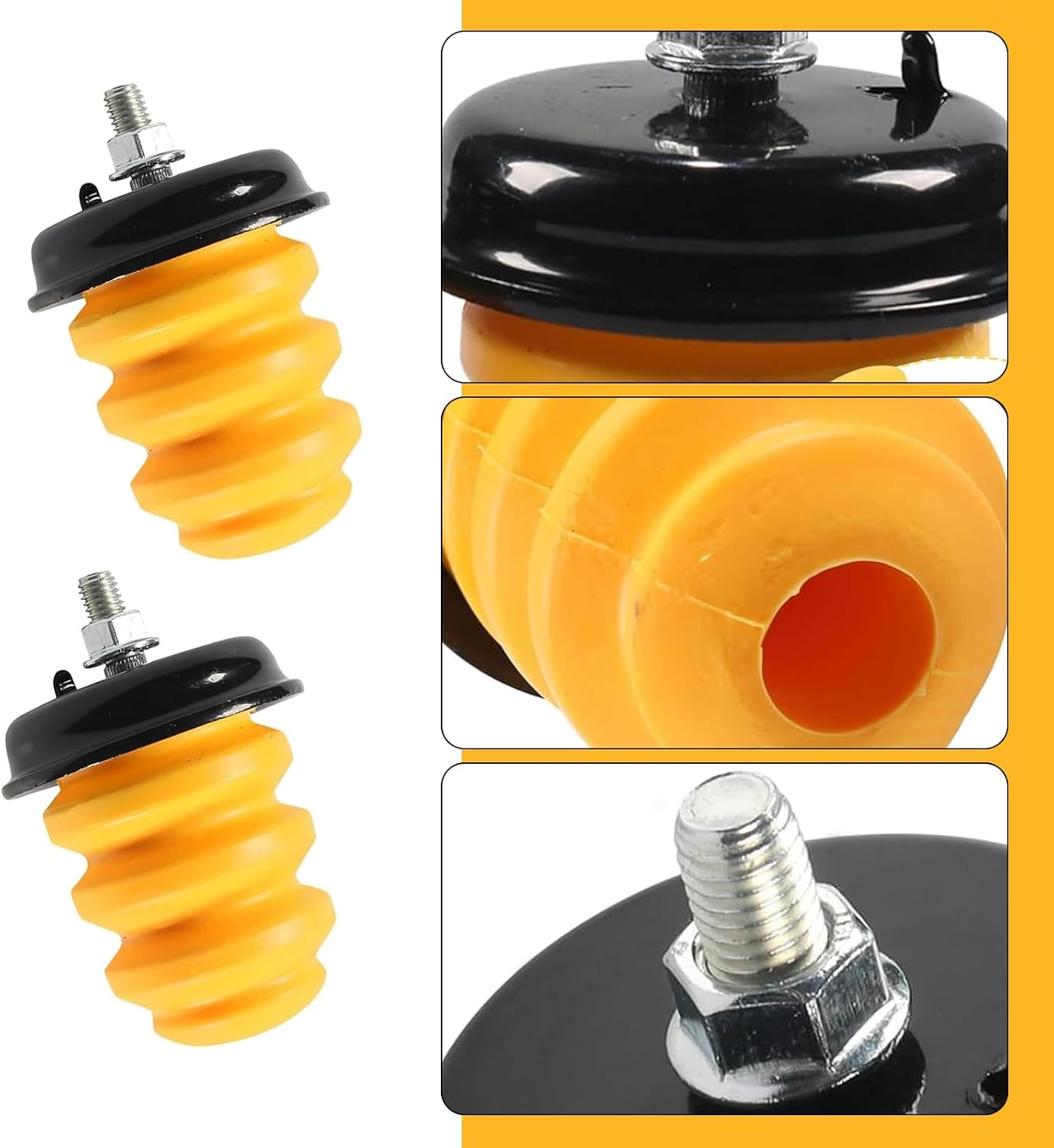 2 PCS Rear Axle Bumper with Nuts, Crack-resistant Rear Jounce Bumper, OEM #15712438 523-049, Compatible with GMC (Yellow)