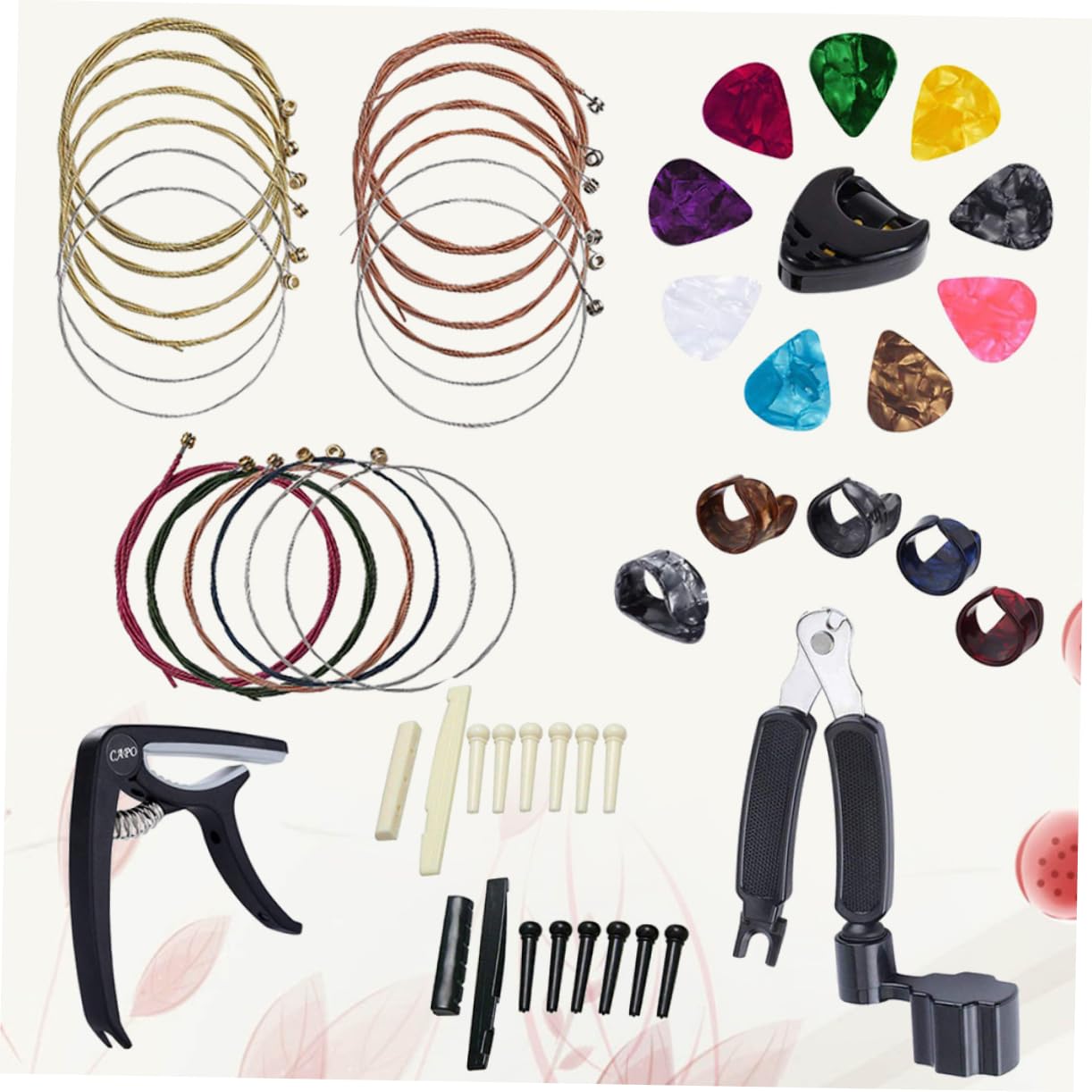TOYANDONA 2piezas Accesorios Para Guitarra Kit De Cambio De Cuerdas Púas Bobinador Soporte Para Púas Puente Cejuela y Sillín Negro