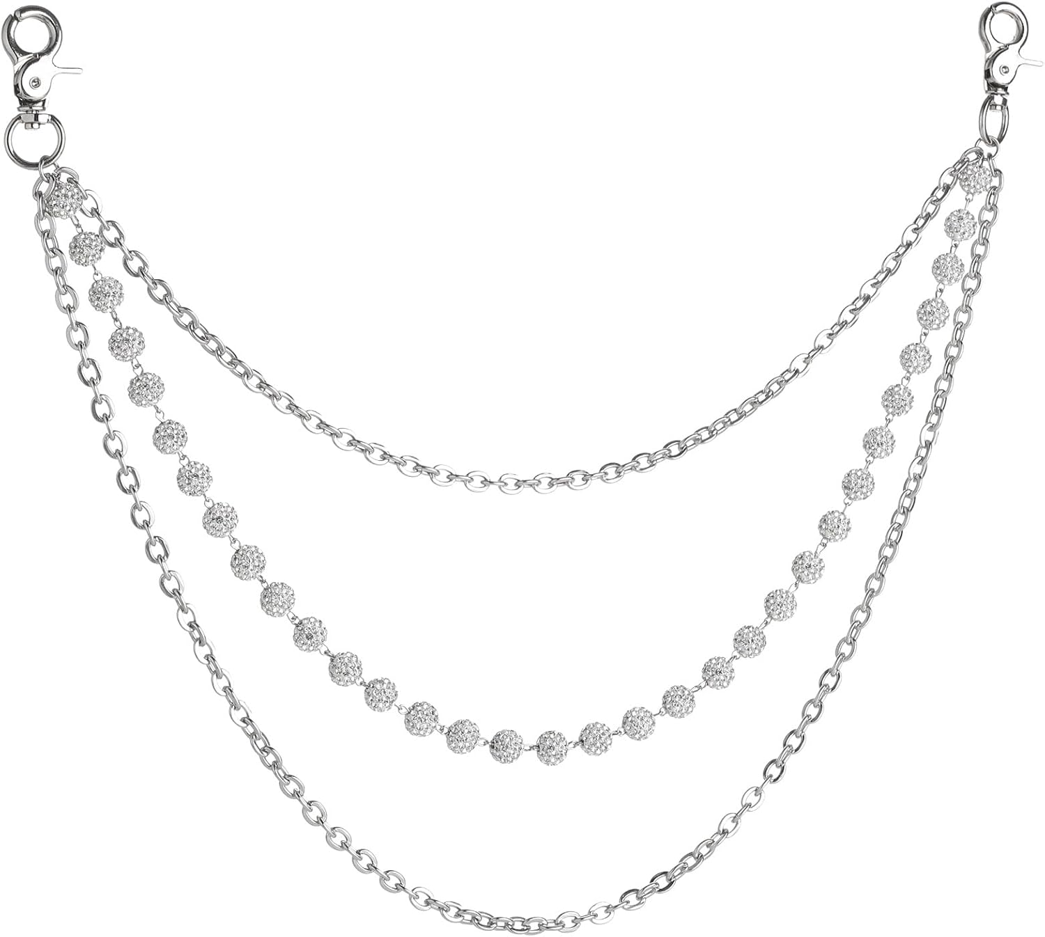 Quelay Wallet Chain Layered Pants Chains Ceramic Bead Waist Keychain for Men Women Goth Punk Jeans Clothing Bag Accessories