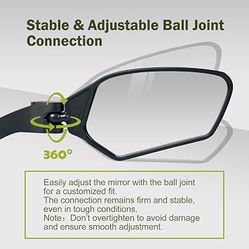Adjustable Handlebar Bike Mirror, Shatterproof HD Glass, Universal Fit Bicycle Mirror, 360° Rotatable, Compatible with Mountain Bikes, E-Bikes, Road Bikes (1 Pair)
