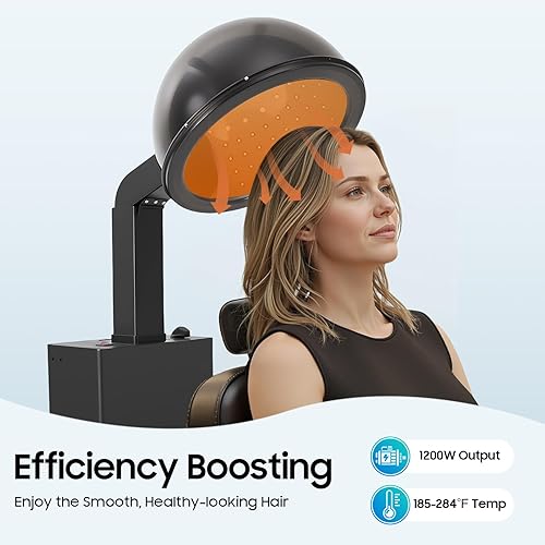 Miniatura 3 de Secador de pelo con capucha de pie, color negro, acondicionador con ajuste de tiempo de 60 minutos, temperatura ajustable de 185 a 284 , máquina