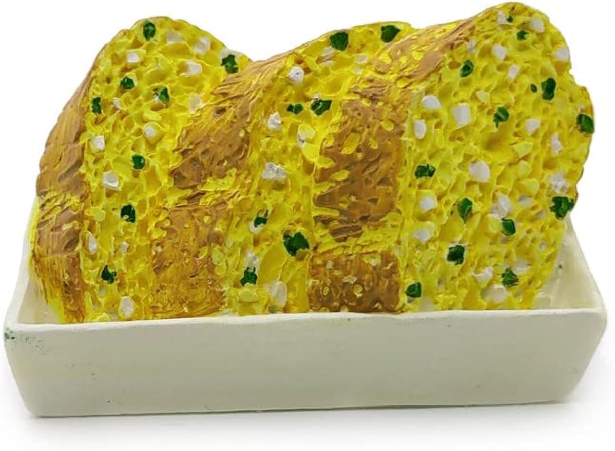 WitnyStore Tiny 1¾" Garlic Bread Magnet - Miniature Hand Made Painted Resin 3D Fast Foods Decorative Refrigerator Fridge Magnets Magnetic Board Kitchen Décor Collectible Souvenir Gifts