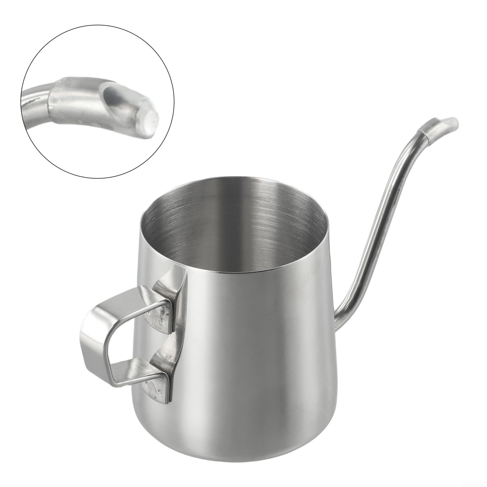 Hervidor de acero inoxidable 304 con cuello de cisne para café de goteo a mano, perfecto para uso doméstico y exterior (plateado, 250 ml)