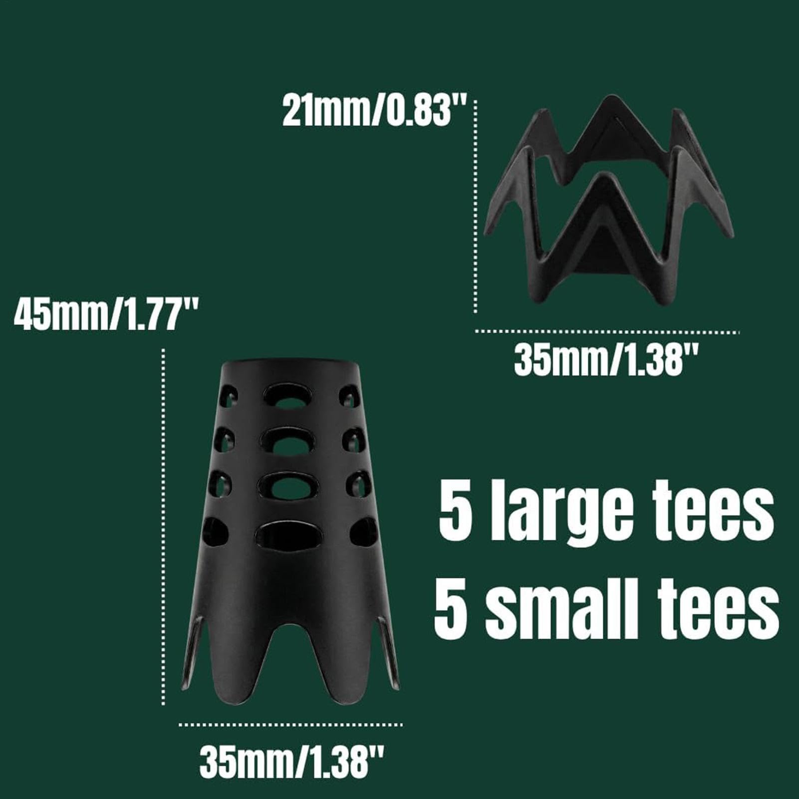 Tees para tapete golf Kit negro de gadgets de entrenamiento reutilizable y