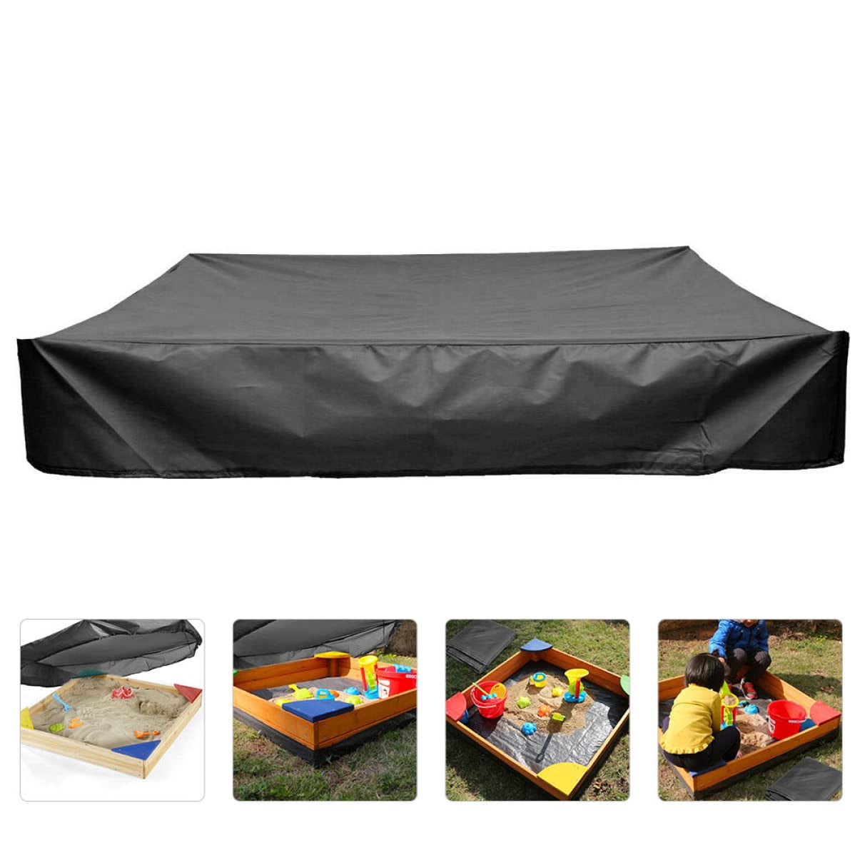 KONTONTY Lid Boys & Girls Garden Sandbox Cover Waterproof and Easy to Clean Weatherproof Design