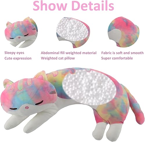 Miniatura 2 de jschoclatt Animales de peluche con peso de gato, 24 pulgadas, 3.7 libras, almohada para abrazar con peso, animales de peluche, regalo para niños y