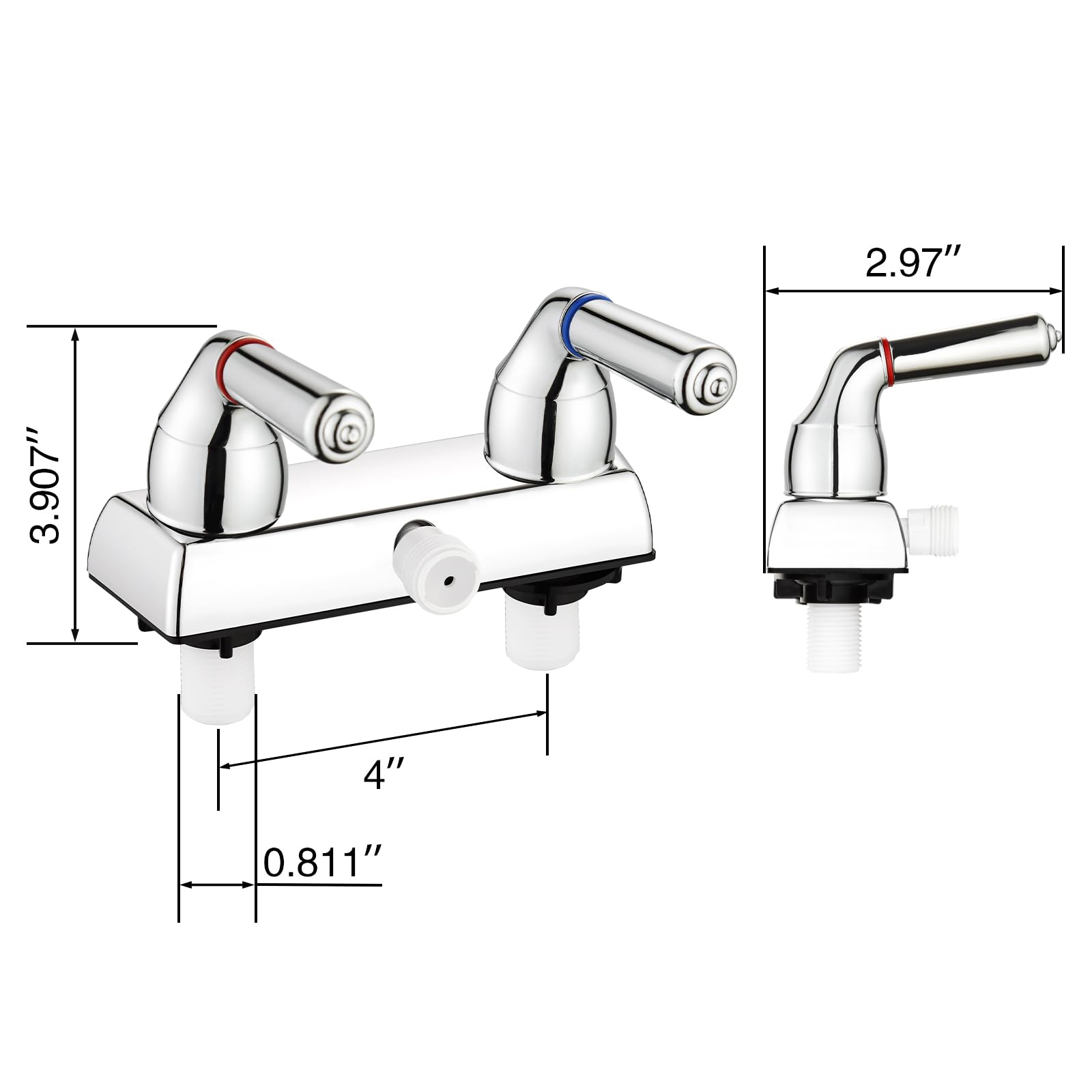 Válvula desviadora de grifo de ducha RV con control de agua fría y caliente, DF-SA100C-MB, llave de repuesto duradera para baños de caravana (cromo)