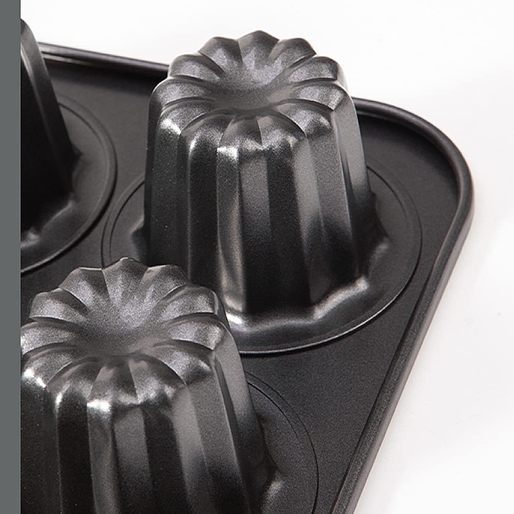 CANDeal 12 cavités en acier au carbone Canele moules Mini moules à gâteaux, Canneles moule Muffin Tin Mini Bordelais cannelé moule à Cupcake forme
