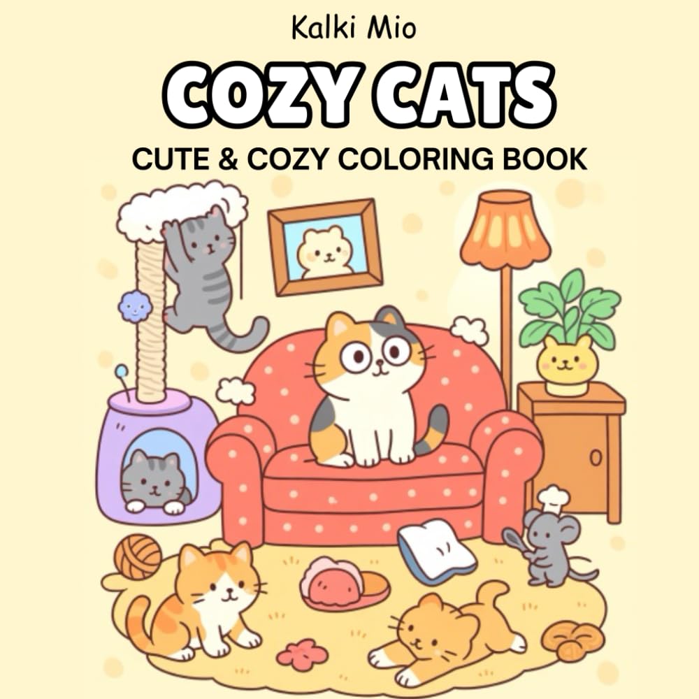 The Cozy Cats: Cozy Life of Kitty Coloring Book for Adults and Teens