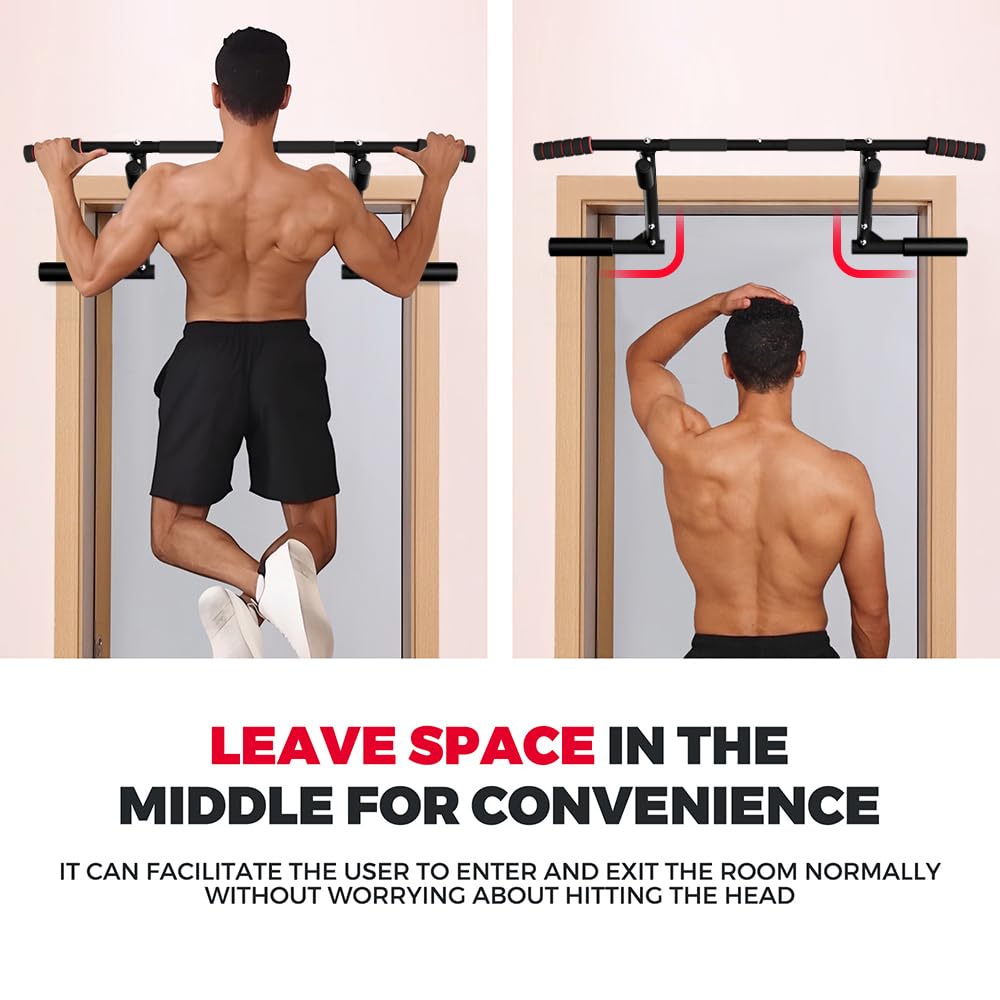 ONETWOFIT Barre de traction pour porte,Avec poignées antidérapantes,Jusqu'à 210 kg Multi-grip,Sans endommager le cadre de la porte,Largeur du cadre de porte Station de Musculation 2 en 1