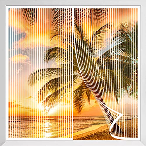 GUODIU Moustiquaire Fenêtre Magnétique 80x105cm Sourdine Moustiquaires pour Fenêtres Installation sans Outil Facile pour La Plupart Les de FenêTres, Blanc Cover