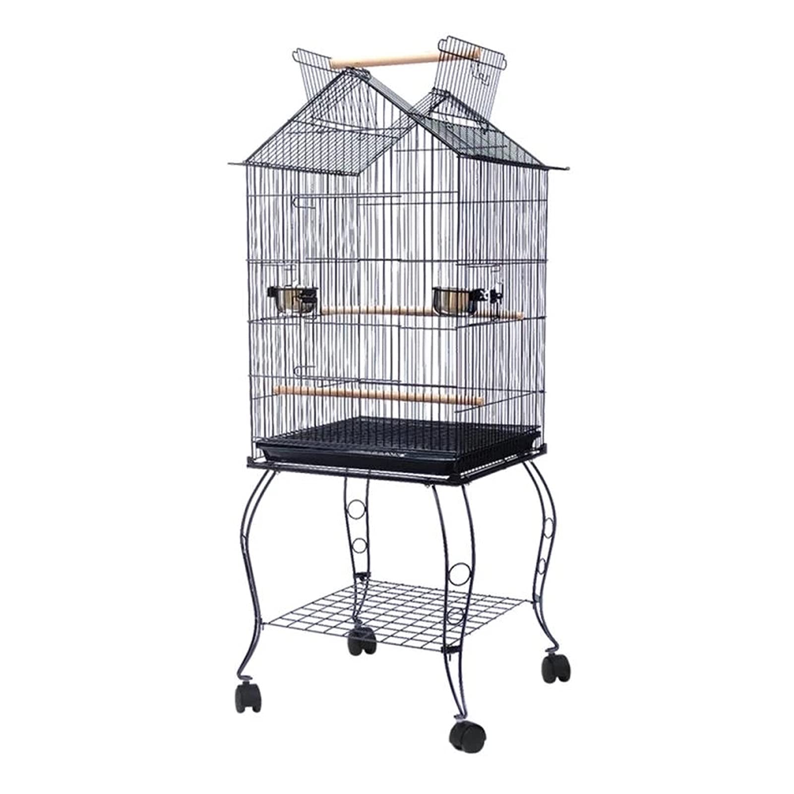Gabbia per Uccelli e Pappagalli New Bird Cage Cage Bird Parrot Cage + Ciotola in Acciaio Inox e Ruote bloccabili Bird Home per Canarini, Cocorite e Uccelli Esotici