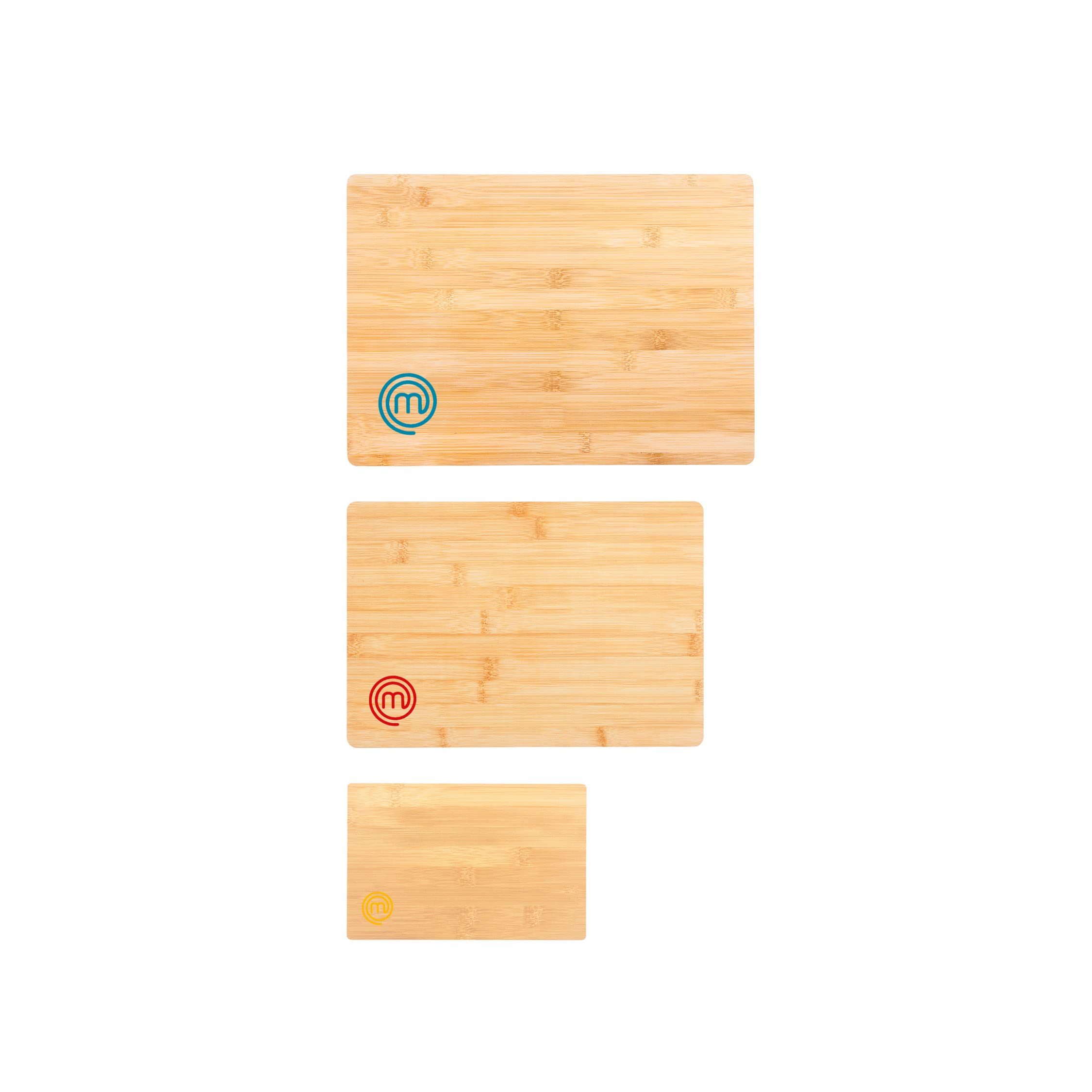 MasterChefWooden Chopping Board Set of 3, Bamboo Cutting Boards for Kitchen, Colour Coded Chopping Boards with Coloured MasterChef Logos, Organic & Sustainable Material, Natural & Food Safe