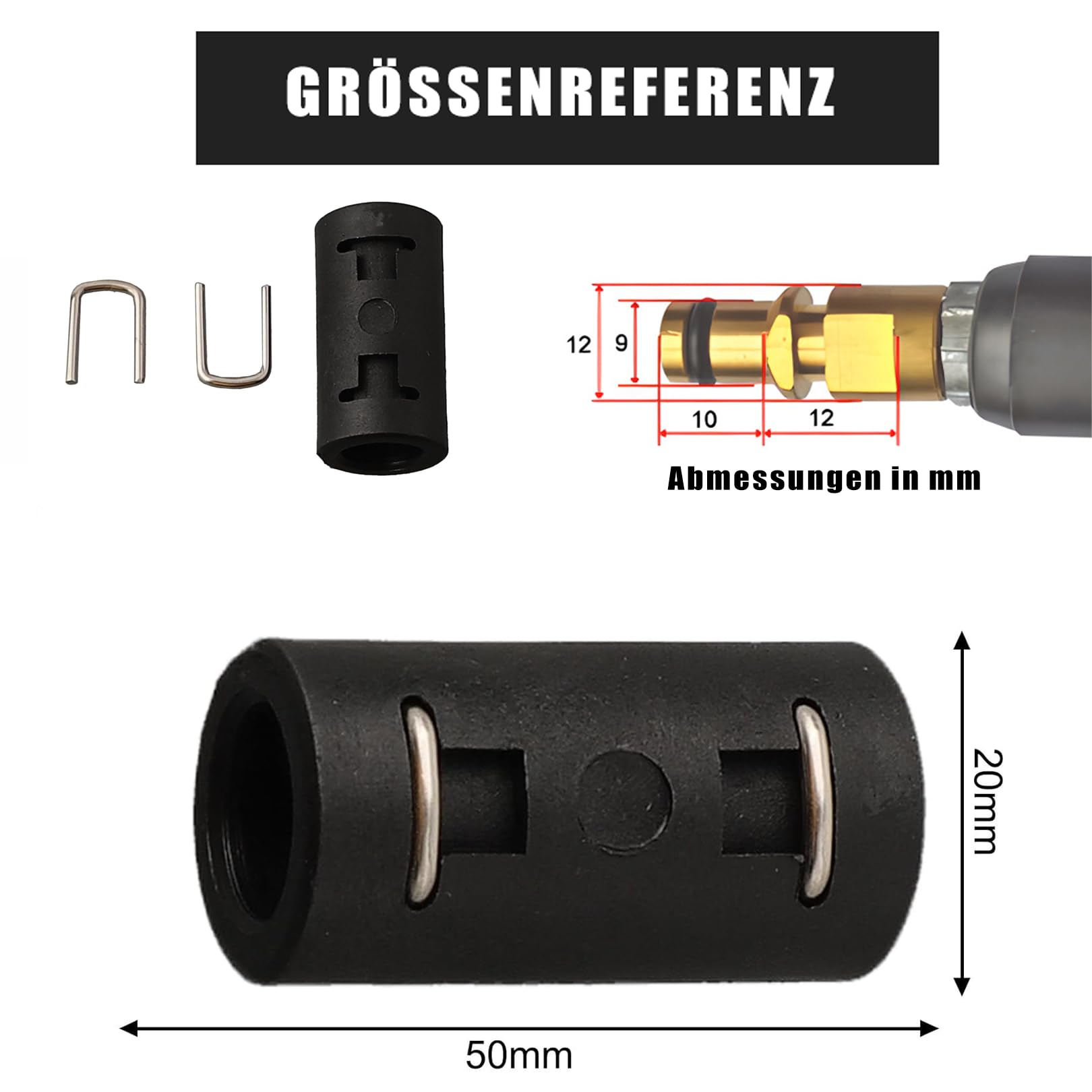 Raccord de tuyau haute pression - Adaptateur de rallonge de tuyau haute pression - Pour Kärcher K2, Clic, K3, K4, K5, K6, K7, séries 2.641-721.0