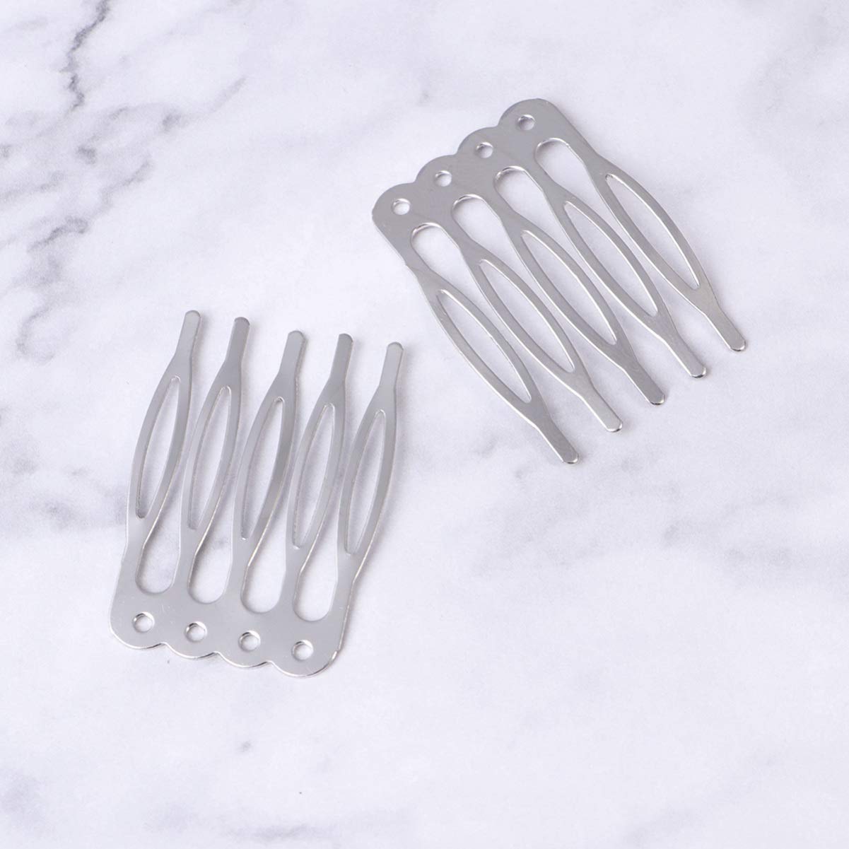 Lurrose 50pcs hair combs metal wedding veil hair combs pins clips for craft DIY hair bows jewellery making (golden) - Image 4