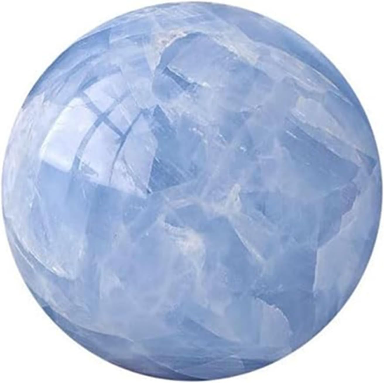 Celestite Quartz Crystal Sphere, Gemstone Crystal Ball with Wooden Stand,Photography Prop Crystal Fortune Telling Ball for Divination Art Decor,9~10cm