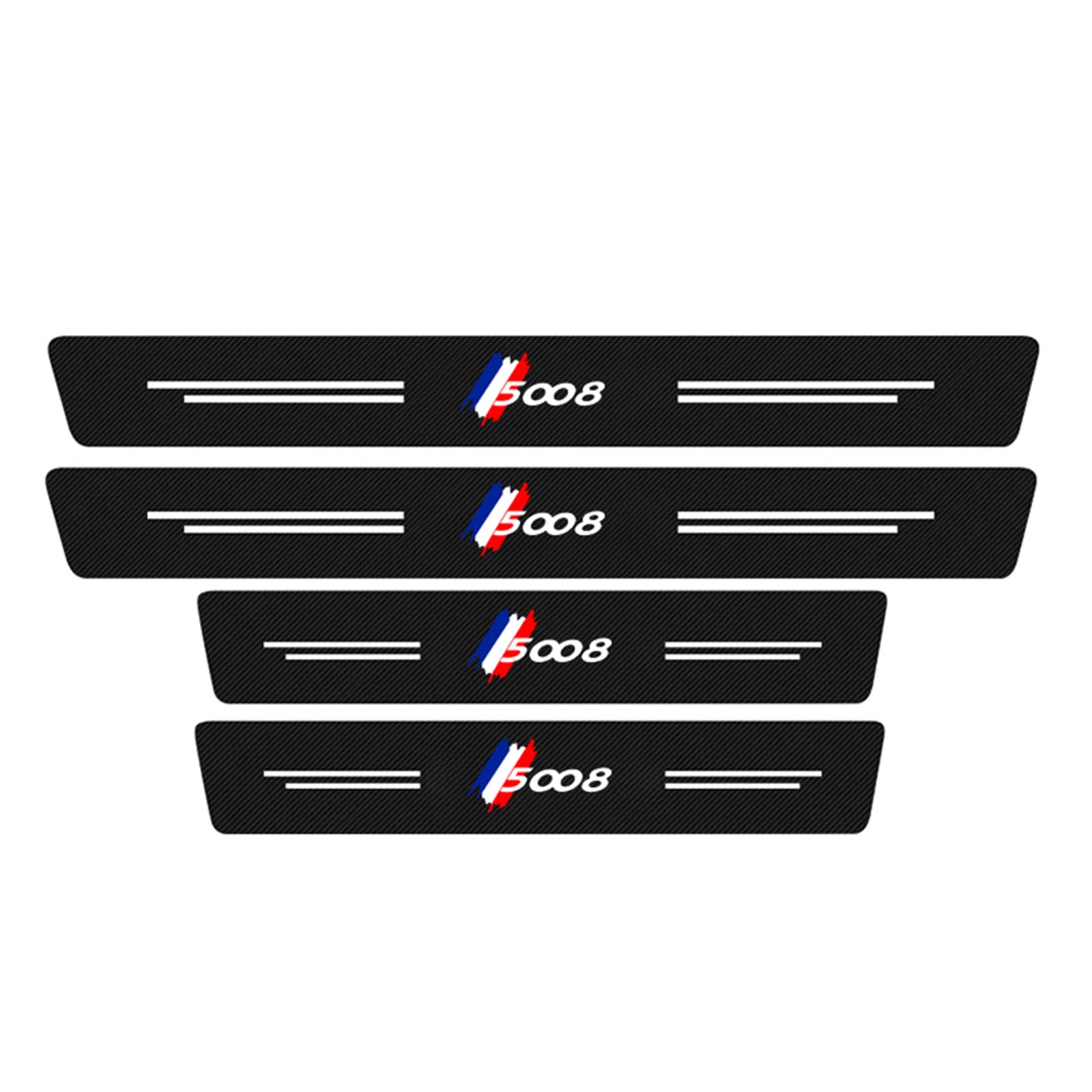 EAGLEG 4Pcs Car Door Sill Protector Strips for Peu-geot 206 207 307 308 3008 4008 5008 GT line, Carbon Fiber Automobile Threshold Kick Plate Guard Sticker Styling Decor Accessories, 5008