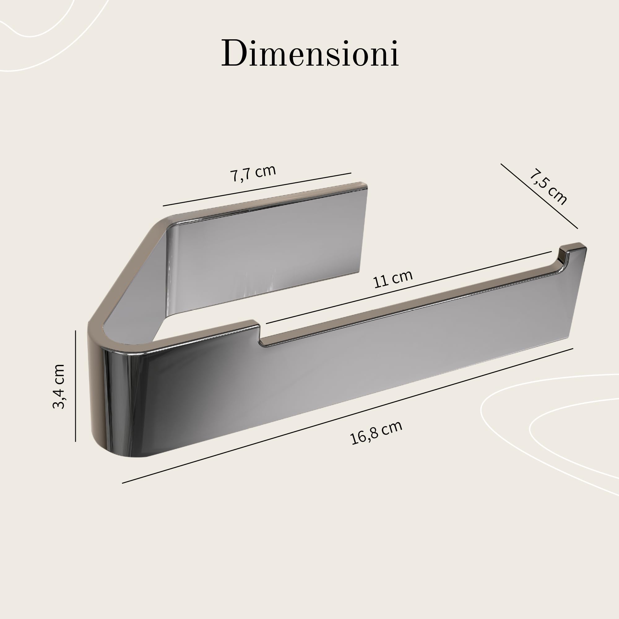 Designfabrik Hamburg Portarotolo Carta Igienica I Moderno Porta Carta Igienica Adesivo I Accessori Bagno Senza Forare (Cromo, senza Ripiano)