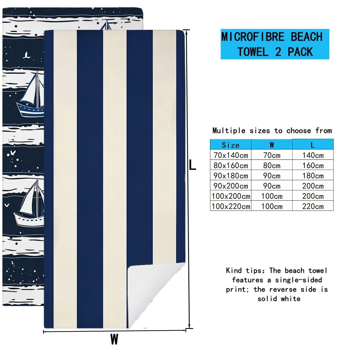 Strandtuch XXL 90x180cm 2er Set, Saunahandtuch Mikrofaser Handtuch, Schnelltrocknend Sporthandtuch Fitnessstudio, Leicht Badehandtuch Groß, Sandfrei Strandtuch, Geschenke für Männer (Gestreifte) -3637