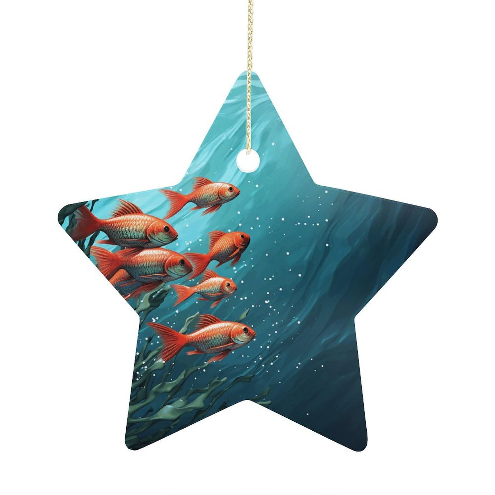 Fodpand Women's Style Fish Aquarium Ornament With String, Keepsake Hanging Decorations,Ceramic Ornaments For Men Indoor Home Holiday Party Gifts