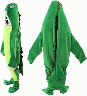 Wearable Dinosaur Blanket Cozy Super Soft Dinosaur Onesie Blanket Hoodie,Dinosaur Blanket Kids Adult Dinosaur Sleeping Bag for Party Nights Sleepovers