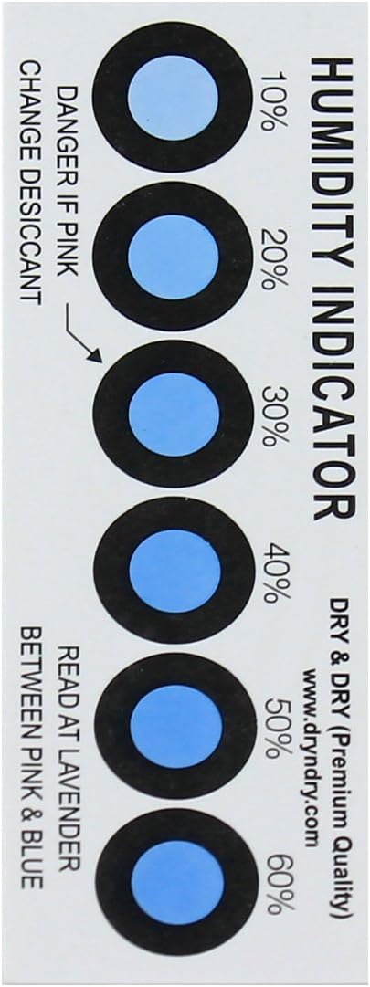 Dry & Dry Humidity Indicator Cards 250 Pack(Reusable) - 10-60% 6 Spot(250 Cards)