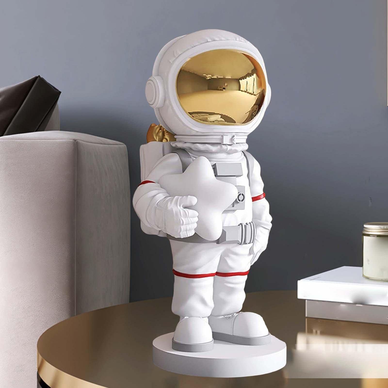 Estatua de astronauta coleccionable, figuras espaciales para niños y adultos, decoración de dormitorio, sala de estar (blanco)