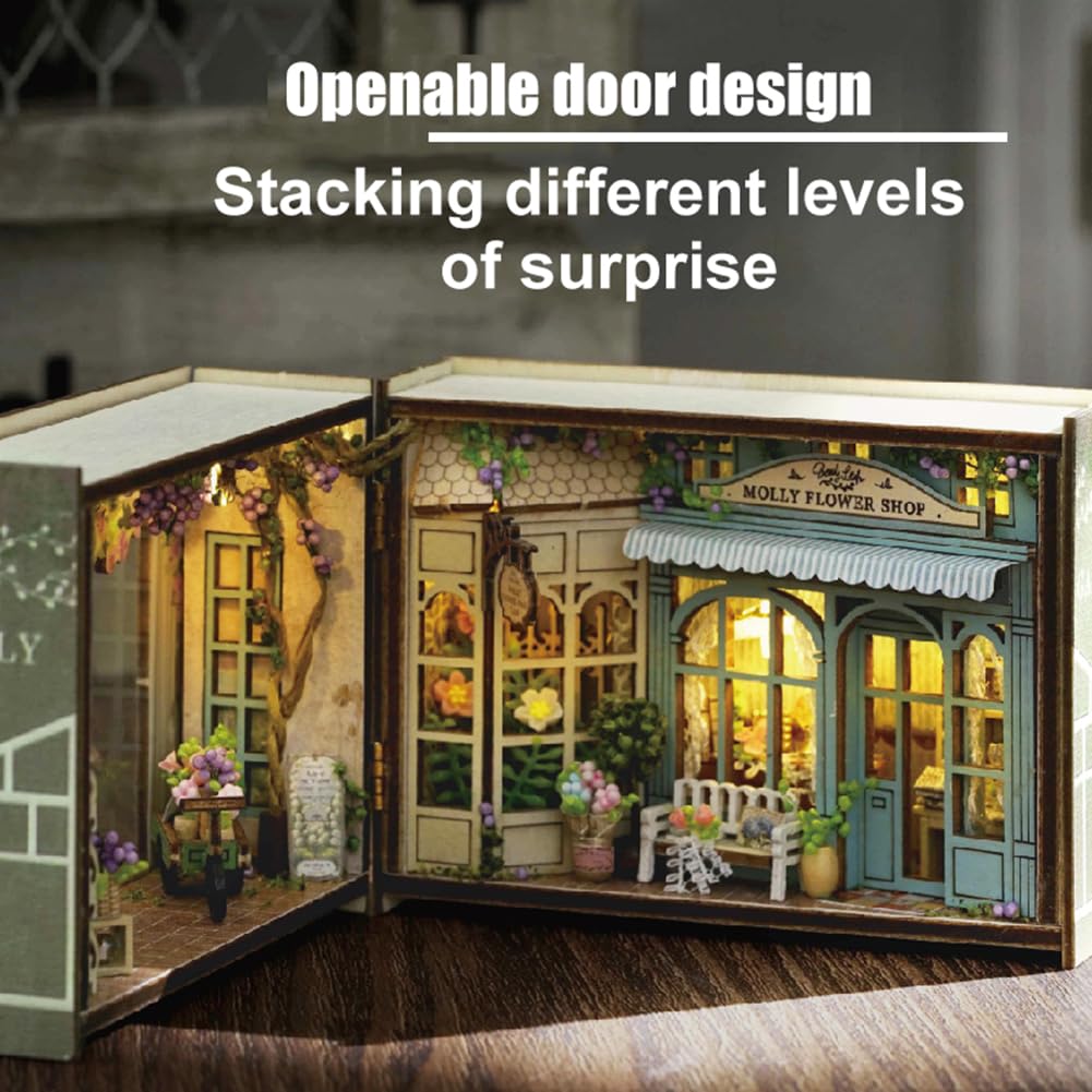 Cjeuxnr DIY miniatuur huis kit houten poppenhuis klein huis