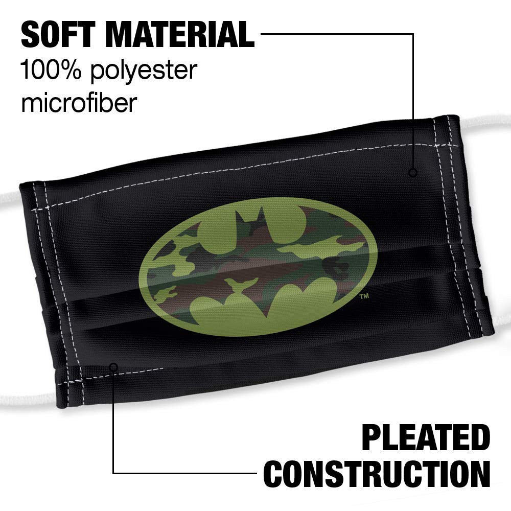 Batman Camo Logo 1-Ply Reusable Face Mask Covering with Adjustable Nose Wire, Unisex
