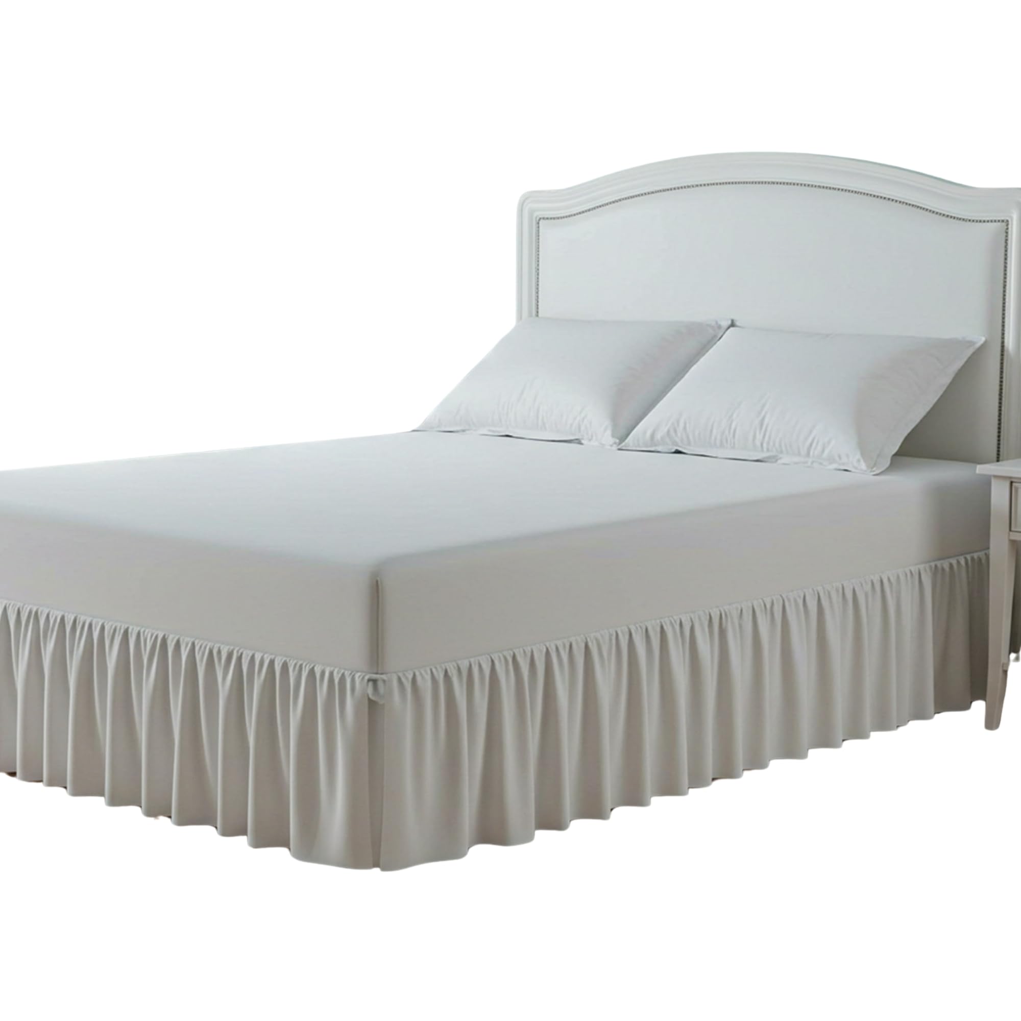400 Thread Count Egyptian Cotton Frilled Valance Sheet Double | Extra Deep Fitted Valance Bed Sheet | 21cm Box Spring + 40cm Frill | Luxury Soft Breathable Bedding | Easy Care Machine Washable