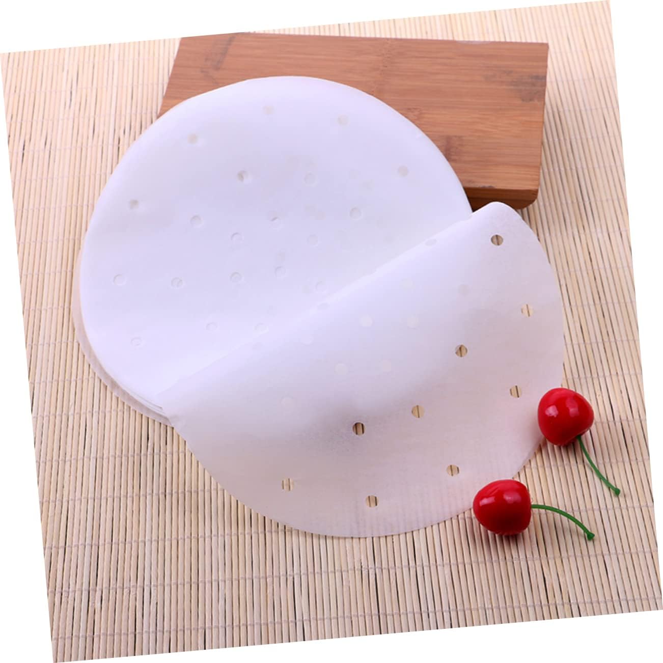 Garneck 200Pcs Perforated Steamer Paper Liners Sticking Parchment for Air Fryer Steamers for Cooking Vegetables Dim Sum Rice