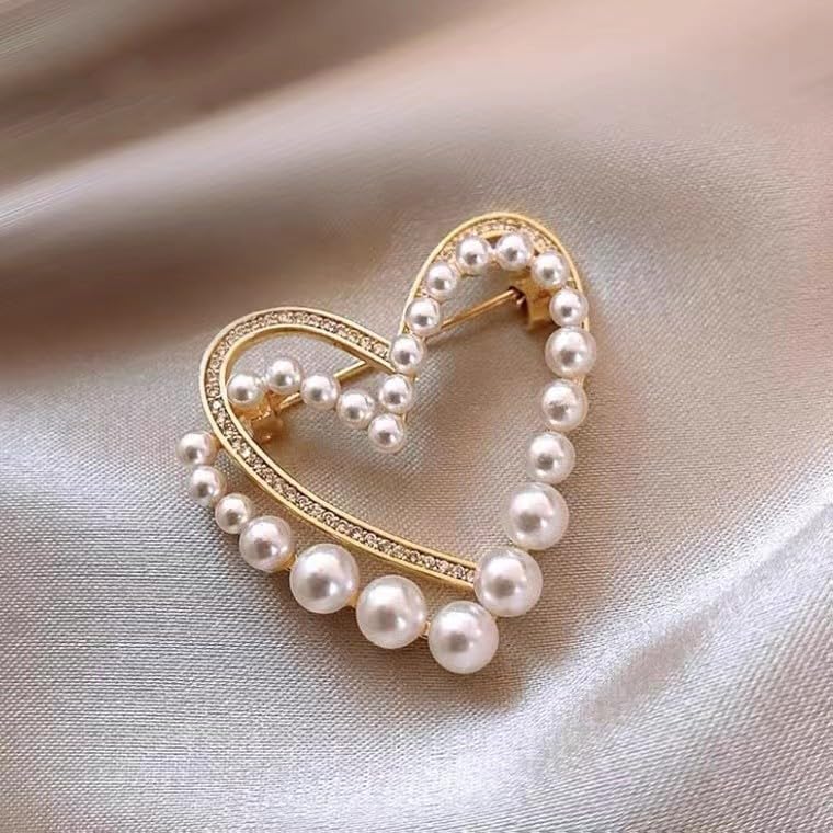 Image of Heart Brooches for Women Rhinestone Crystal Heart Brooch Pin Gift for Wife Girlfriend