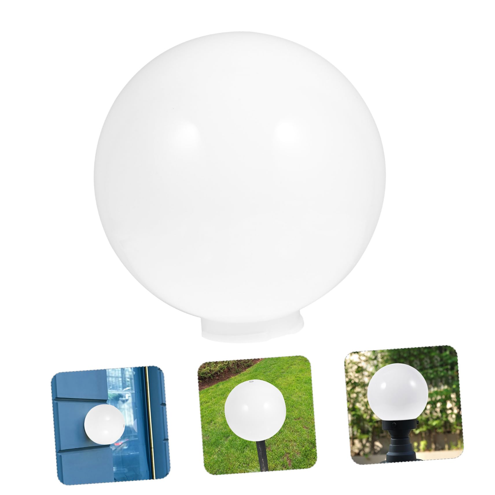 Globe En Acrylique Pour Lampadaire Extérieur 200mm - Abat-jour Sphérique Blanc, Résistant Aux Intempéries