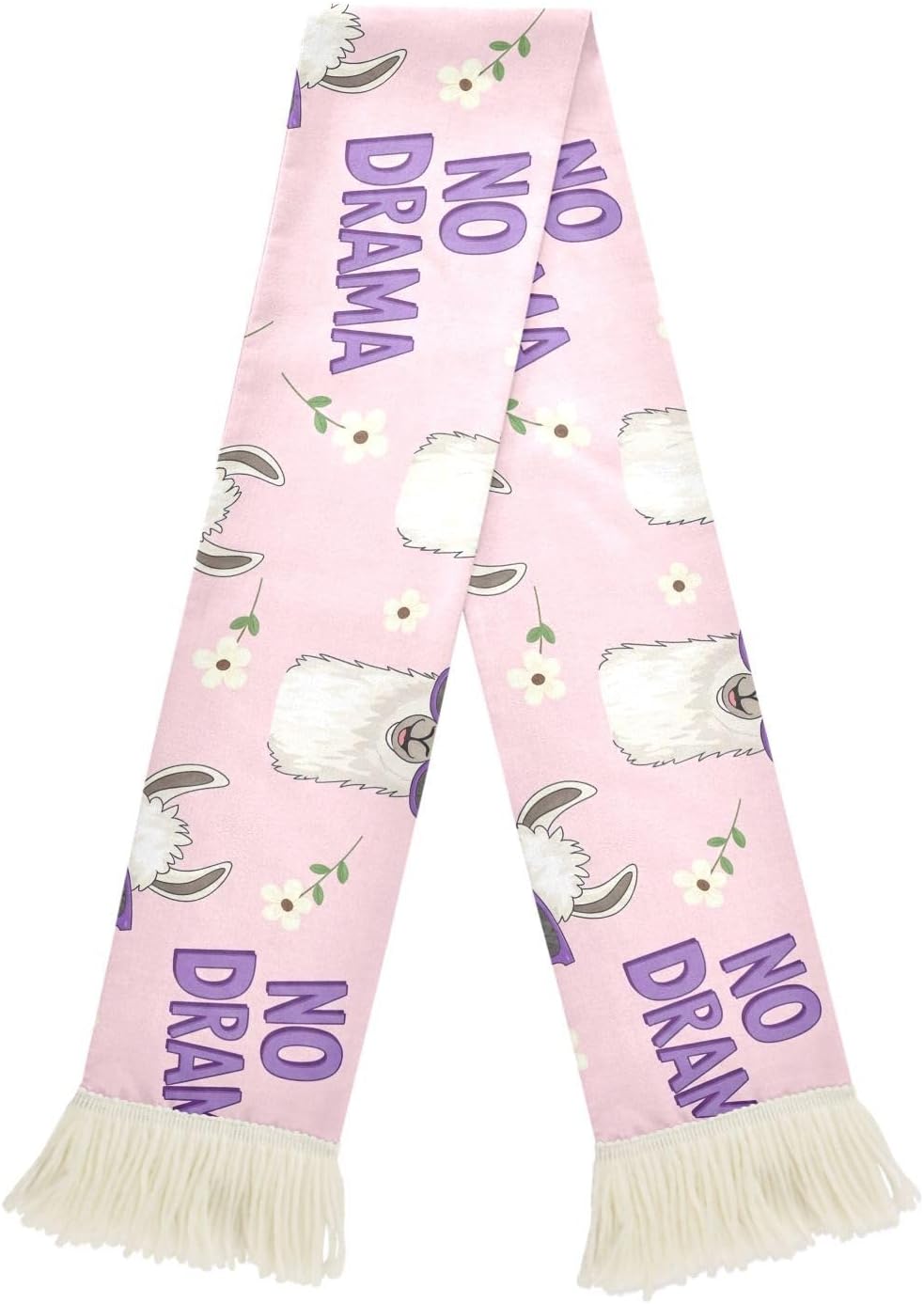 CHIFIGNO Llamas Purple Cream Sports Fan Scarf Towel, Soft Polyester Sweat Wicking Cheering Scarf for Soccer Games, Fringed Ends