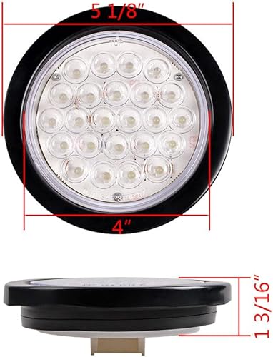 Miniatura 4 de CORP - Juego de 2 unidades para remolques de caravana, camión, SUV, sedán, 2 unidades, 4 pulgadas, color blanco, redondo, 24 diodos, luz de