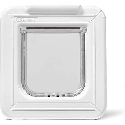 Cat Mate Elite Microchip Cat Flap with Digital Timer & LCD Display (355) - for Small to Average Sized Cats, Easy Installation in UPVC Doors, Glass, and Wood, White