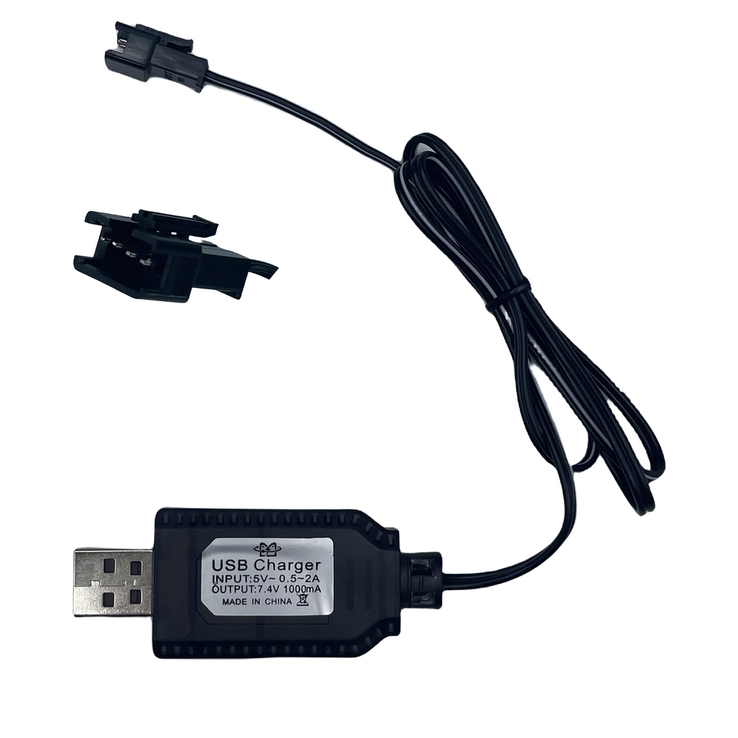 7.4V USB Charger Cable with SM-4PIN Plug Compatible RC Car/RC Plane/RC Tank/RC Boat and Other Remote Control Toys for Universal 7.4V Lipo Battery USB Charger with Battery Protection