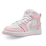 Jordan 1 Mid Little Kids' Shoes (DQ8424-608, Pink Foam/Fire Red/White)