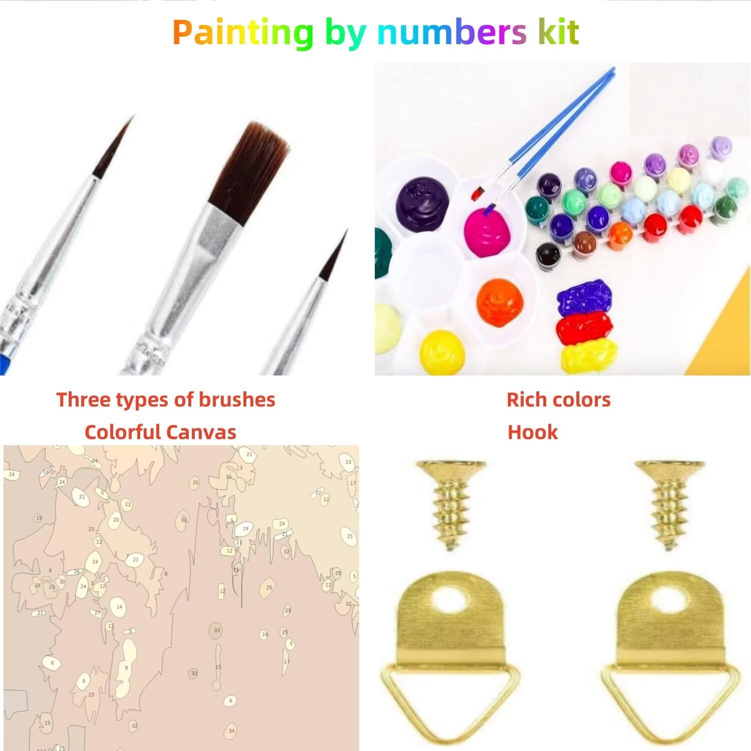 Kit De Pintura Por Números Para Adultos – Atardecer Con Avión, Lienzo 40x30 Cm, Pinturas Acrílicas Y Pinceles – Regalo Y Decoración