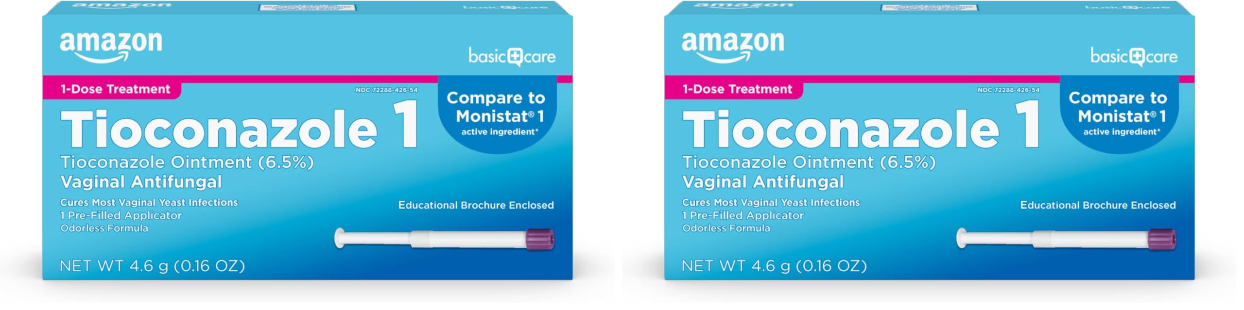 Amazon Basic Care Tioconazole Ointment 6.5 Percent, Vaginal Antifungal, 1-Dose Treatment, Vaginal Yeast Infection Treatment for Women, Feminine Care, 0.16 Ounce (Pack of 2)