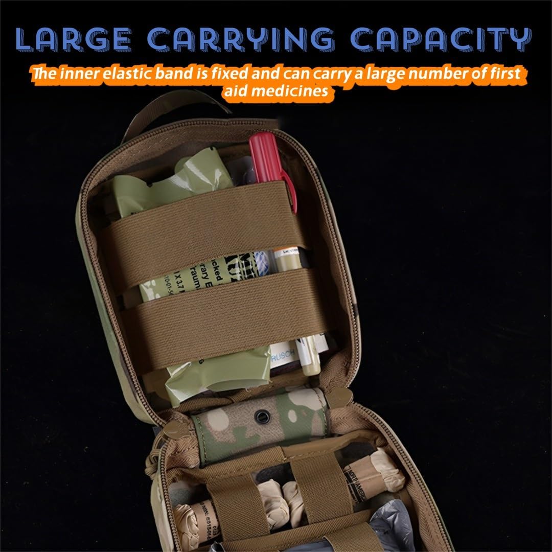 Rapid Deployment First Aid Kit, Outdoor MOLLE Tactical Pouch, Nylon Utility Bag For Team Activities, Games, 19x15cm, 0.195kg