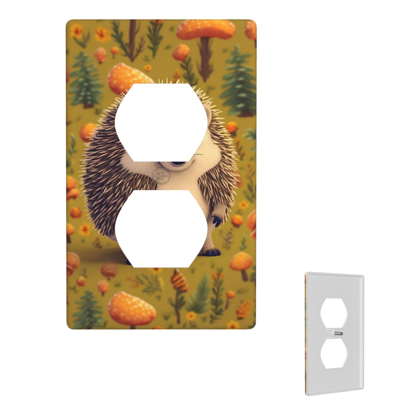 1-Gang Decorator Wall Plate Hedgehog Light Switch Cover Single Gang Receptacle Wall Plate Standard Size 4.5" x 2.76" Wallplate Unbreakable Polycarbonate Outlet Faceplates Cover