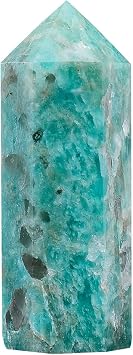 Apengshi Amazonite Natural Healing Crystal Tower 1.57-1.96in4-5cm Faceted Single Point Chakra Crystal Stone Meditation Home Decor Collection Gift