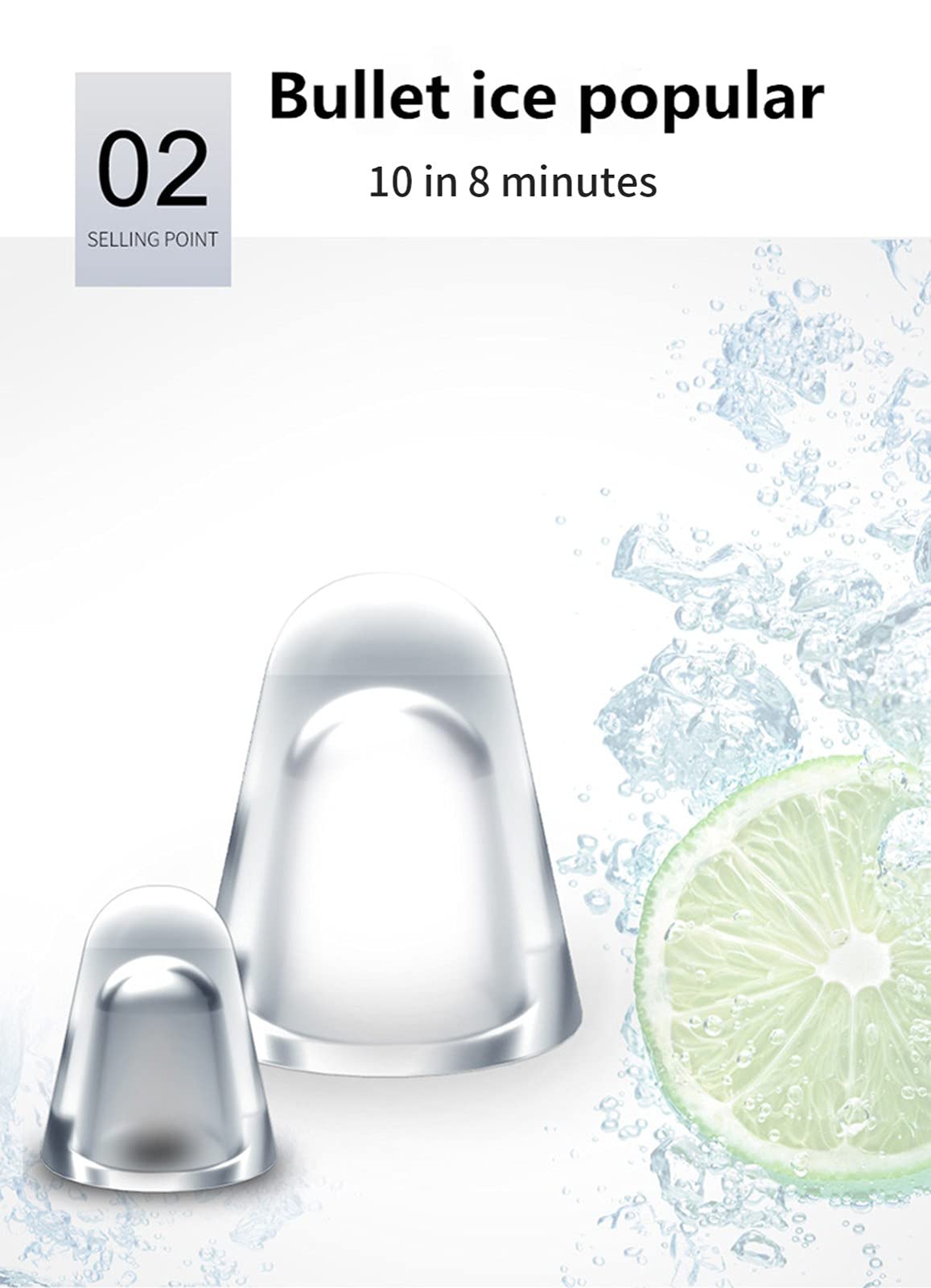Ice Cube Maker Countertop Small, 3 Size Roundshaped Ice, 10 Cubes Ready In 8 Minutes, 33 Lbs/24 H With Ice Scoop And Basket Portable Ice Maker For Home Office Black on Fridge.com - View 4