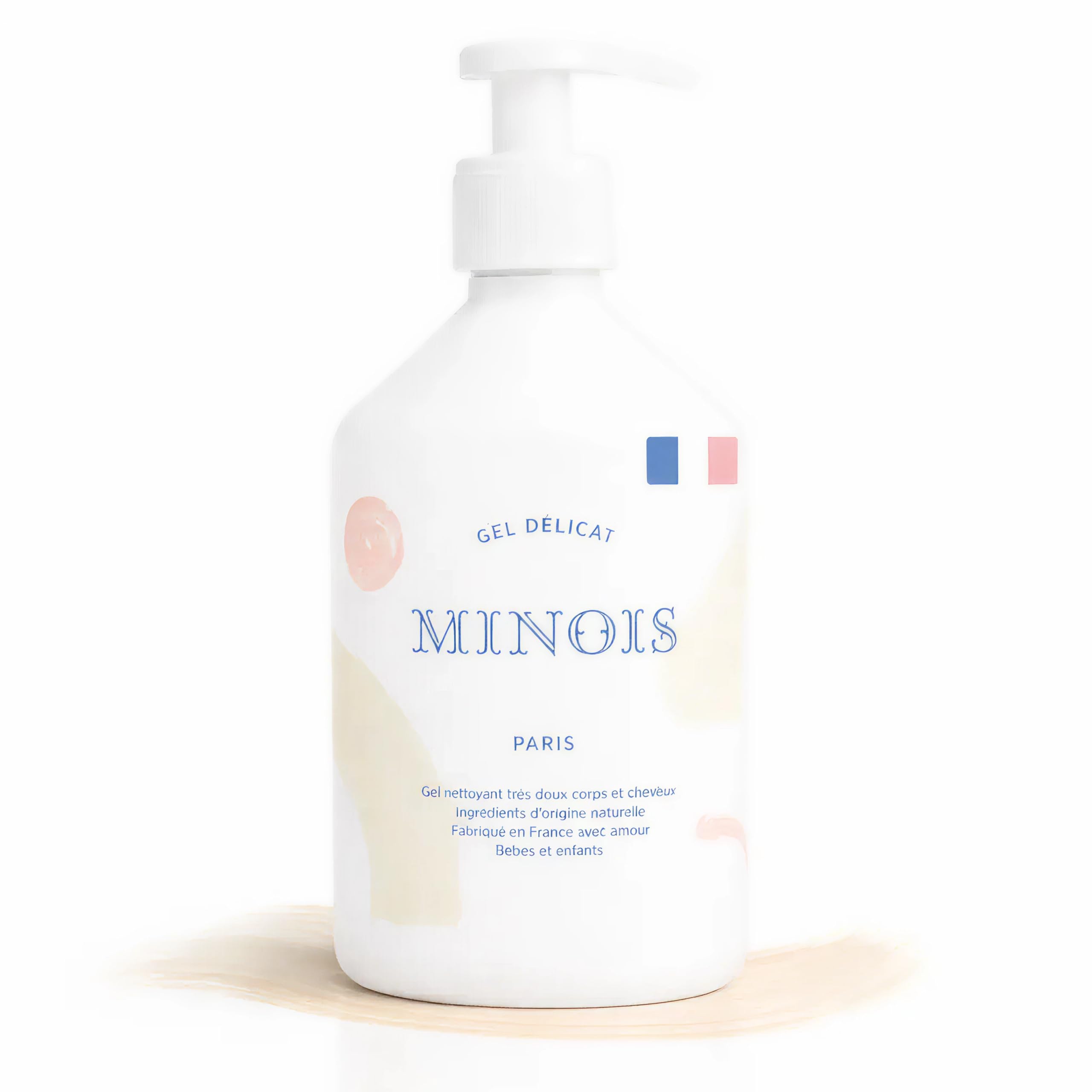 Minois Paris - Gel Lavant Délicat pour Bébé - Corps & Cheveux Facile à rincer - Apaise les Peaux Sensibles - Ingrédients 97,6 % Origine Naturelle - Sans Parabènes & Sulfates - Made in France - 500ML
