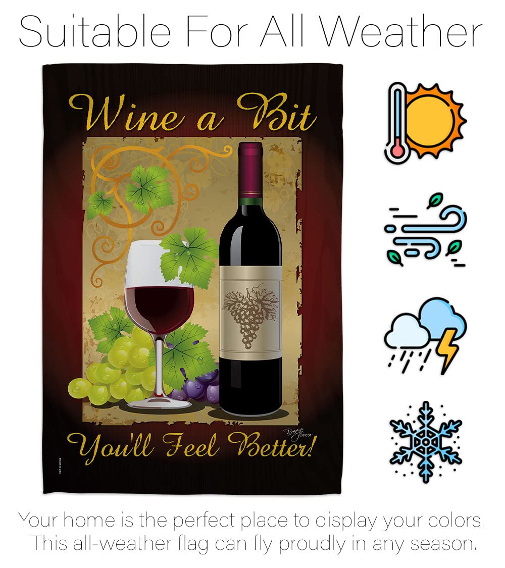 Breeze Decor „Wine A Bit“ Hausflagge – 71x101 Cm, Doppelseitig Bedruckt, Wetterfest Für Innen/außen