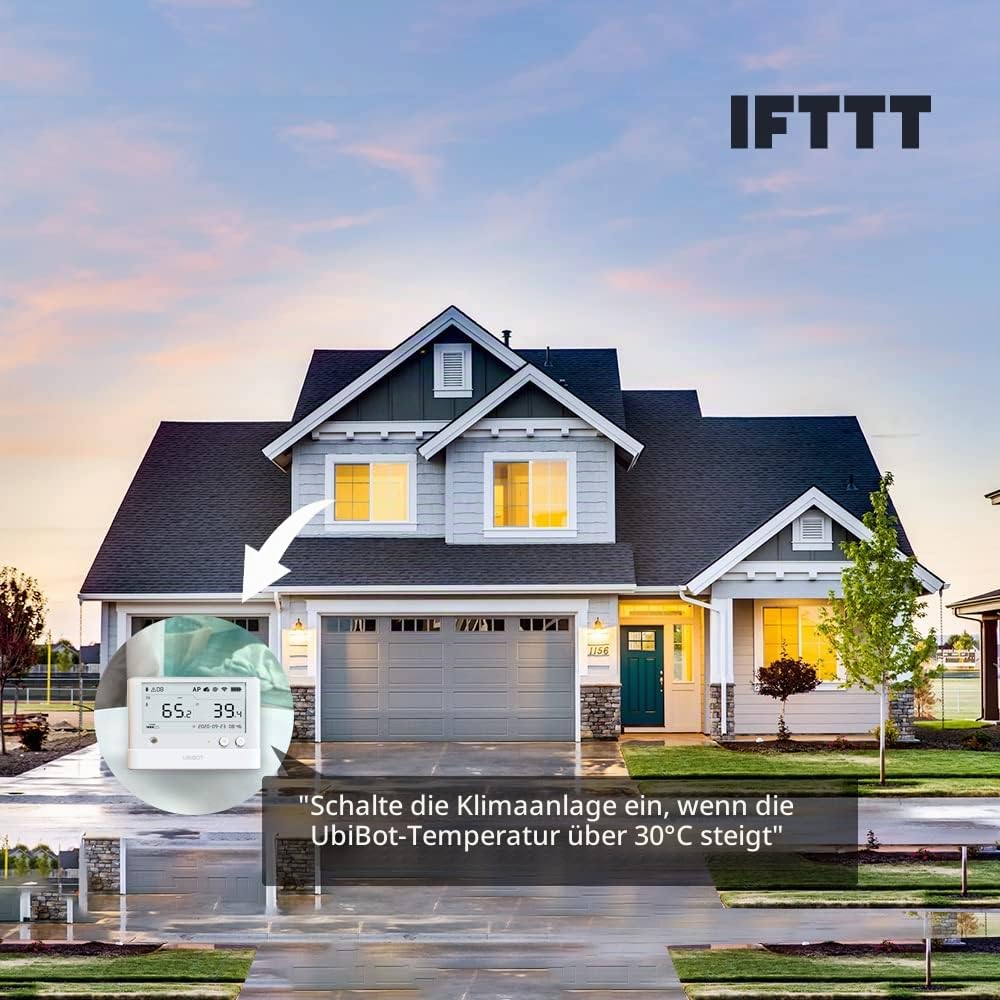 UbiBot WS1 Pro | Temperatur- und Feuchtigkeitssensor, drahtloser Temperaturmonitor, Gefrierthermometer, ferngesteuerter, IFTTT Alexa, APP auf Deutsch erhältlich mit Datenspeicherung (nur 2,4 GHz)