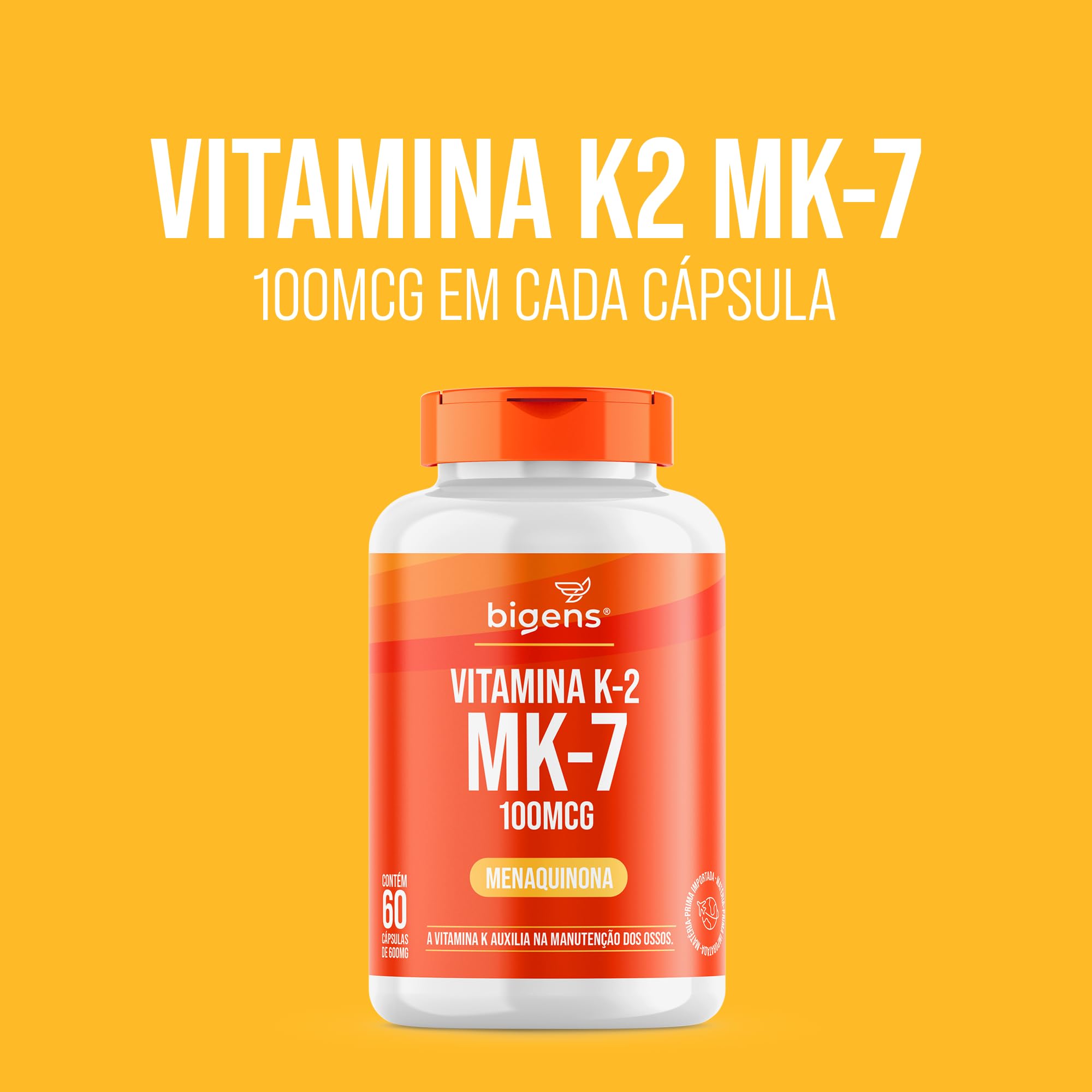 Vitamina K2 Mk-7, (Mk7) 100 Mcg, 60 cápsulas, Biogens | Amazon.com.br